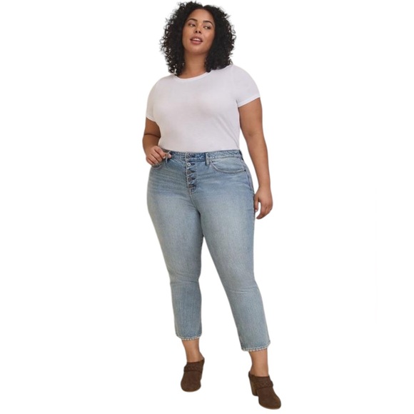 Torrid Mom Straight Vintage Stretch High-Rise Jean Button Fly Women's size 28 - Picture 2 of 12